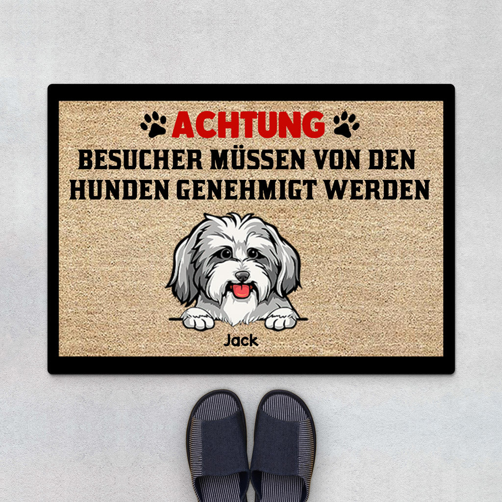 Achtung Besucher Müssen Von Den Hunden Genehmigt Werden - Personalisierte Geschenke | Fußmatte für Hundeliebhaber