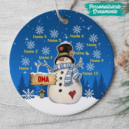 0021O040AGE2 individuelle aufmerksamkeiten Ornament schneemann oma mama