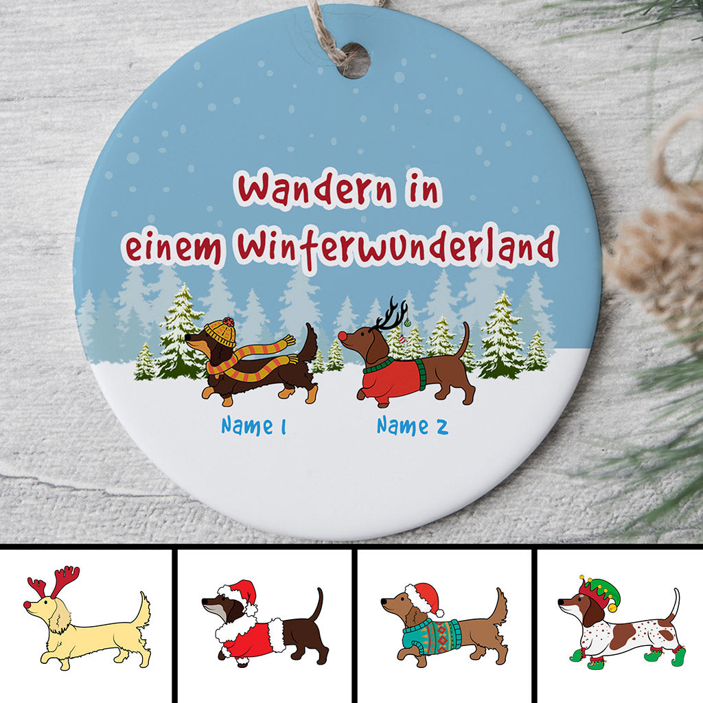 Wandern In Einem Winterwunderland - Personalisierte Geschenke | Ornament für Hundeliebhaber