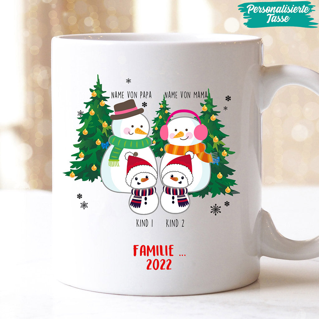 0038MGE4 individuelle geschenke Tasse schneemann familie