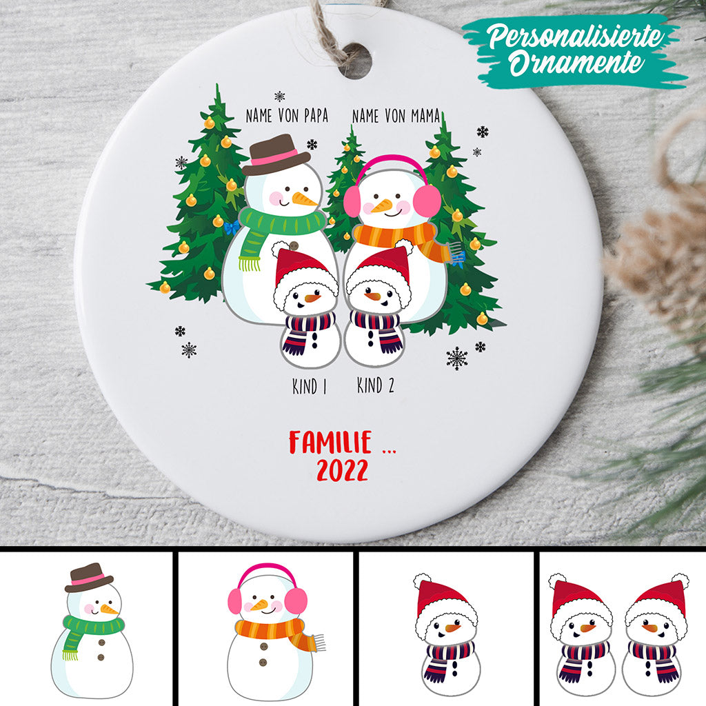 0038ORNGE2 personalisierte geschenke Ornament schneemann familie