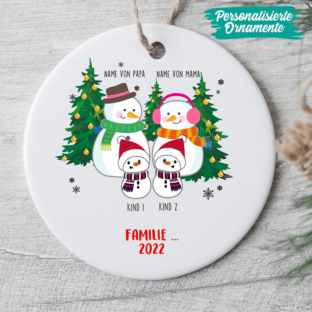 0038ORNGE4 individuelle geschenke Ornament schneemann familie