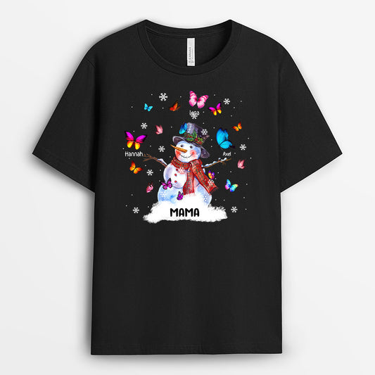 0058A010AGE2 personalisierte T Shirt geschenke schneemann oma mama schmetterlinge