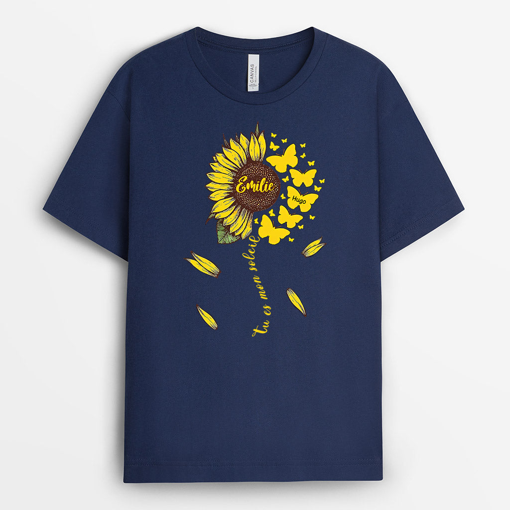 0142AFR2 present Personnalise T shirt fleur maman mamie papillons