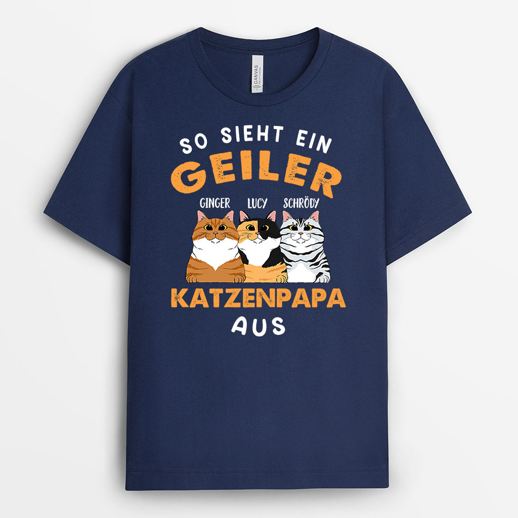 So Sieht Ein Geiler Katzenpapa Aus  - Personalisierte Geschenke | T-Shirt für Katzenliebhaber