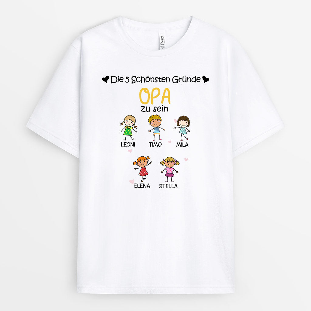 Schönsten Gründe Opa Zu Sein - Personalisierte Geschenke | T-Shirt für Opa/Papa