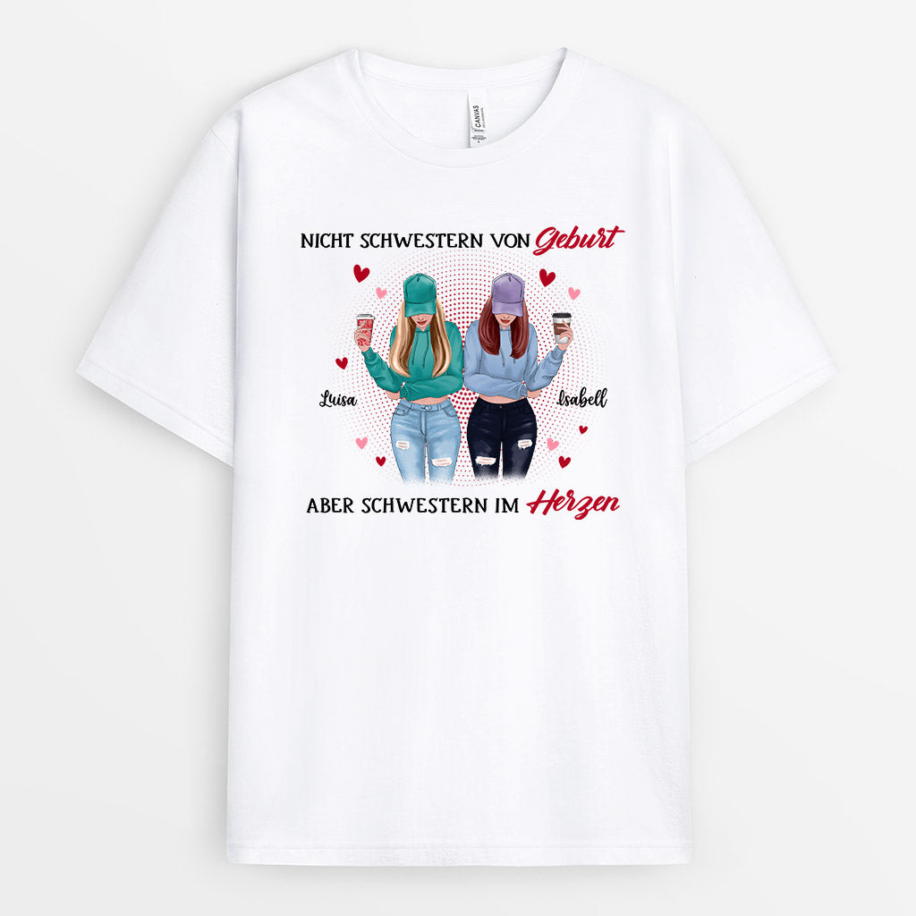 Nicht Schwestern Von Geburt, Aber Schwestern Im Herzen - Personalisierte Geschenke | T-Shirt für Besties/Beste Freunde