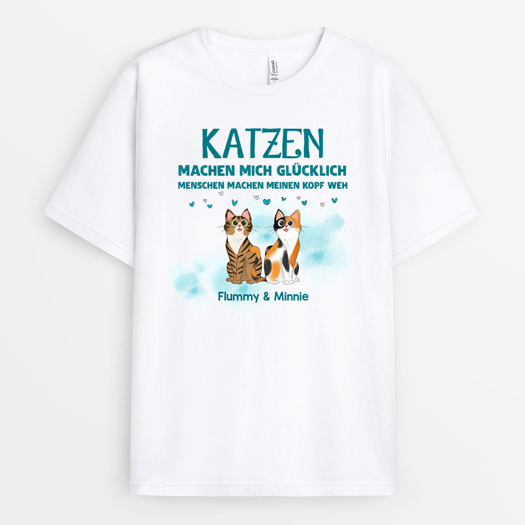 Katzen Machen Mich Glücklich - Personalisierte Geschenke | T-Shirt für Katzenliebhaber