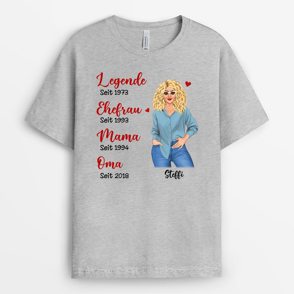 0198AGE2 personalisierte T Shirt geschenke legende oma mama