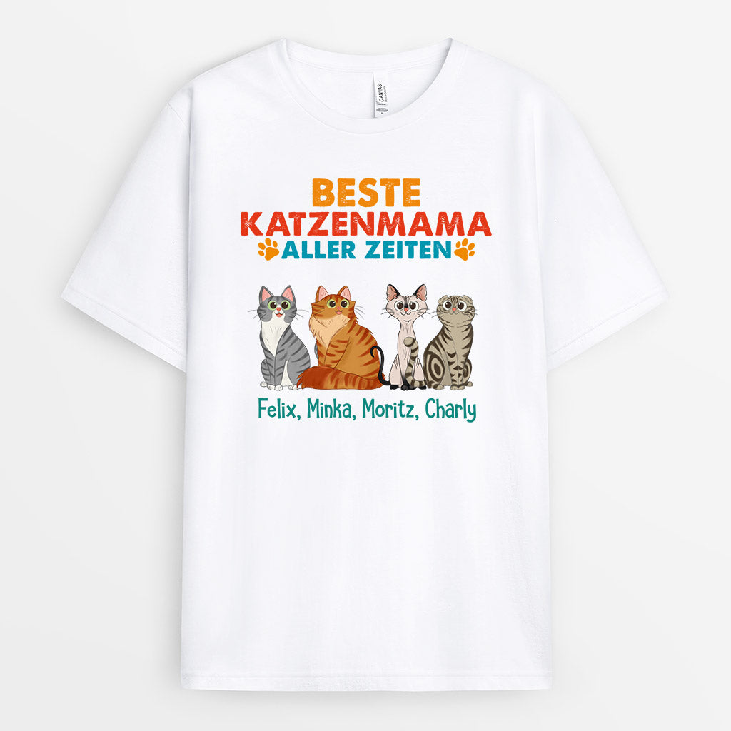 Bester Katzenpapa Katzenmama - Personalisierte Geschenke | T-Shirt für Katzenliebhaber