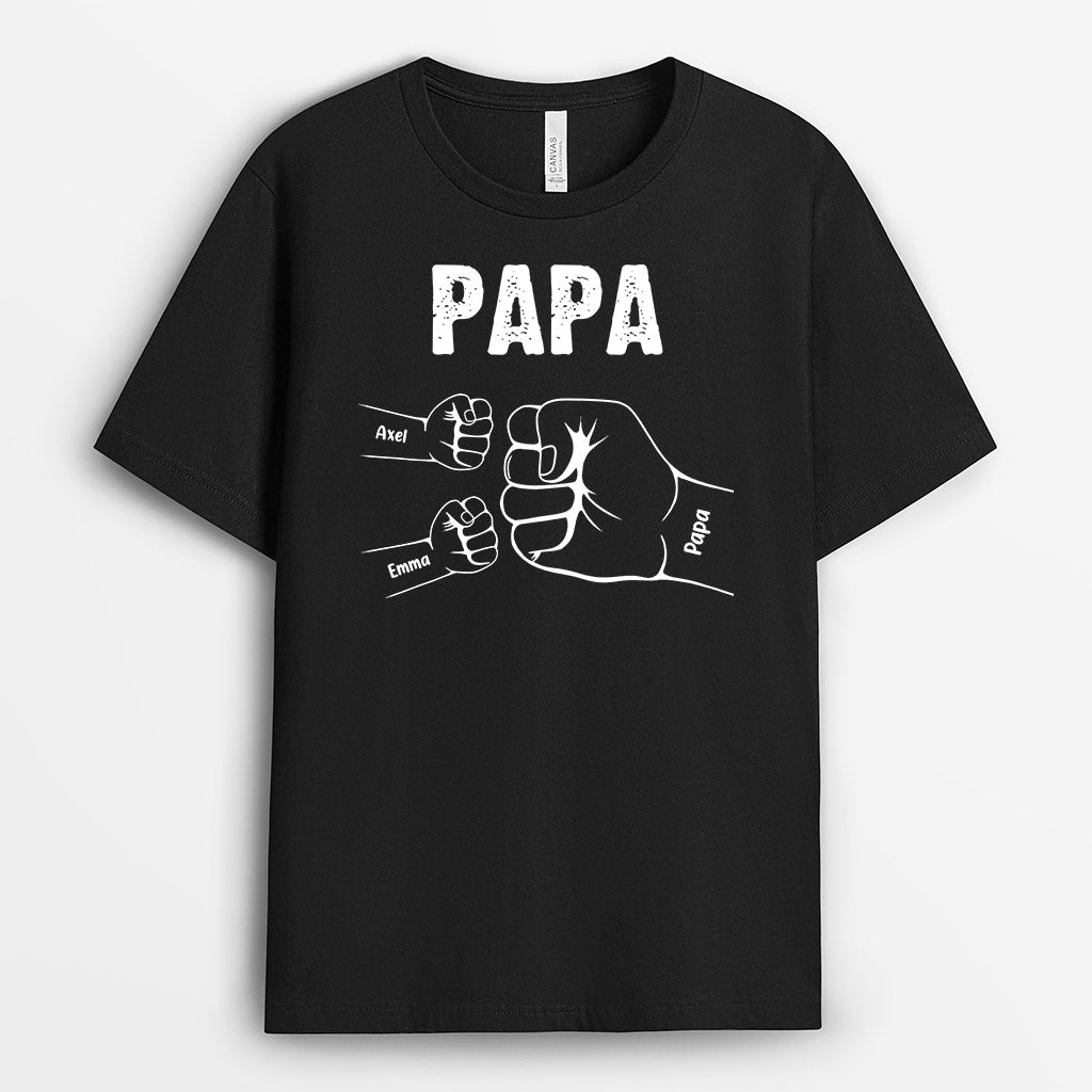 Fauststoß Papa Opa und Kinder - Personalisierte Geschenke | T-Shirt für Opa/Papa