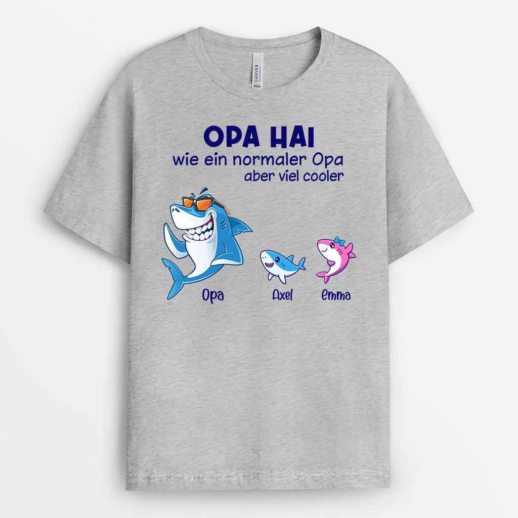 0271A140BGE2 individuelle T Shirt aufmerksamkeiten hai opa papa kinder