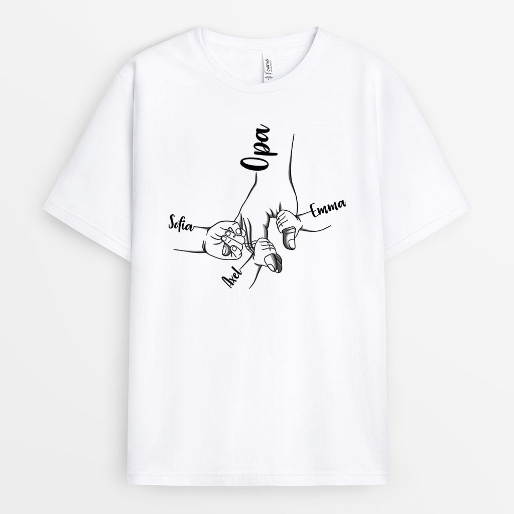 0321A908BGE2 personalisierte T Shirt aufmerksamkeiten hand opa papa kinder