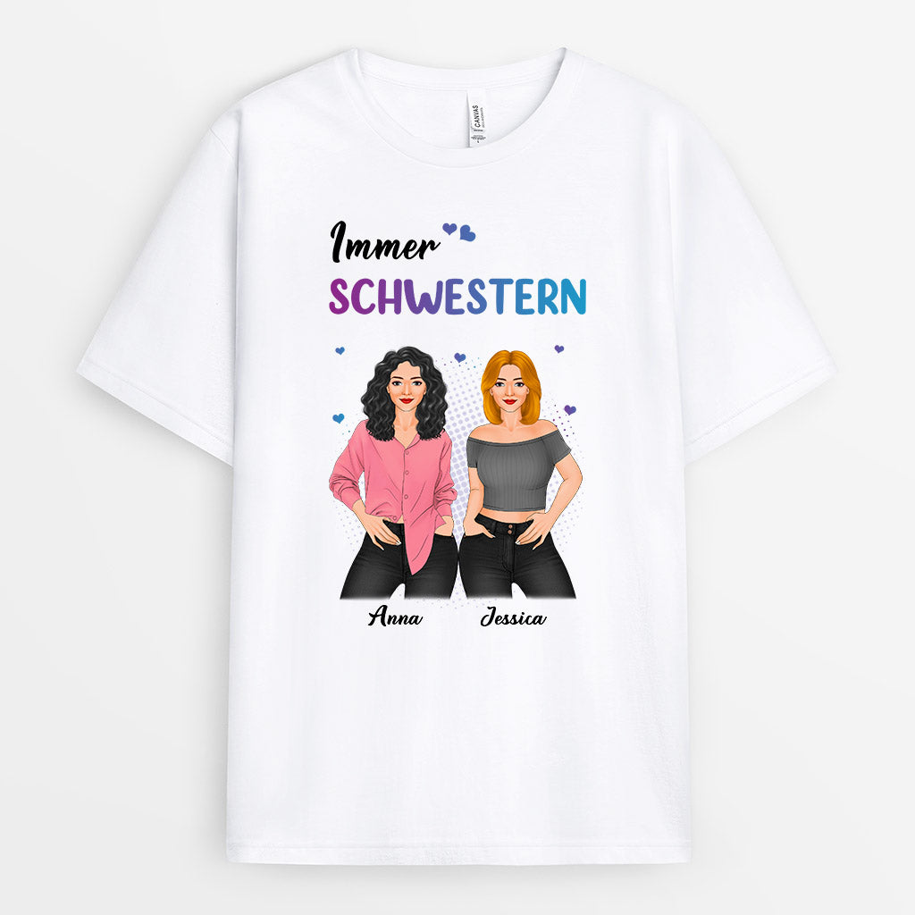 Immer Schwestern - Personalisierte Geschenke | T-Shirt für Besties/Beste Freundin
