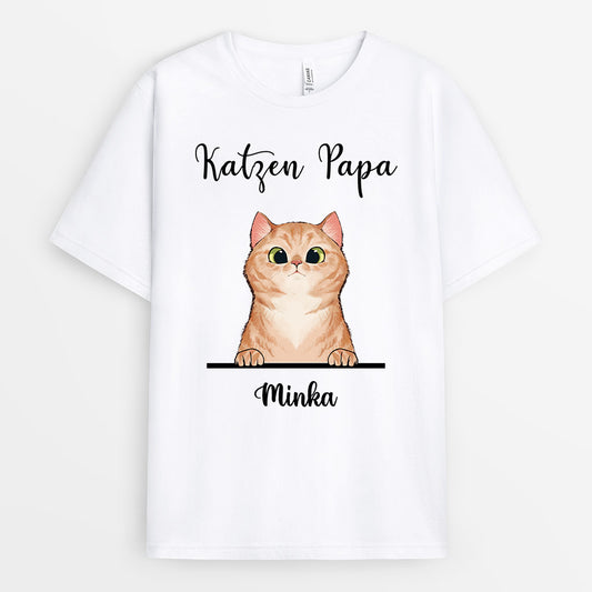 0400AGE2 Personalisierte Geschenke T Shirt Katze Katzenmama Katzenpapa