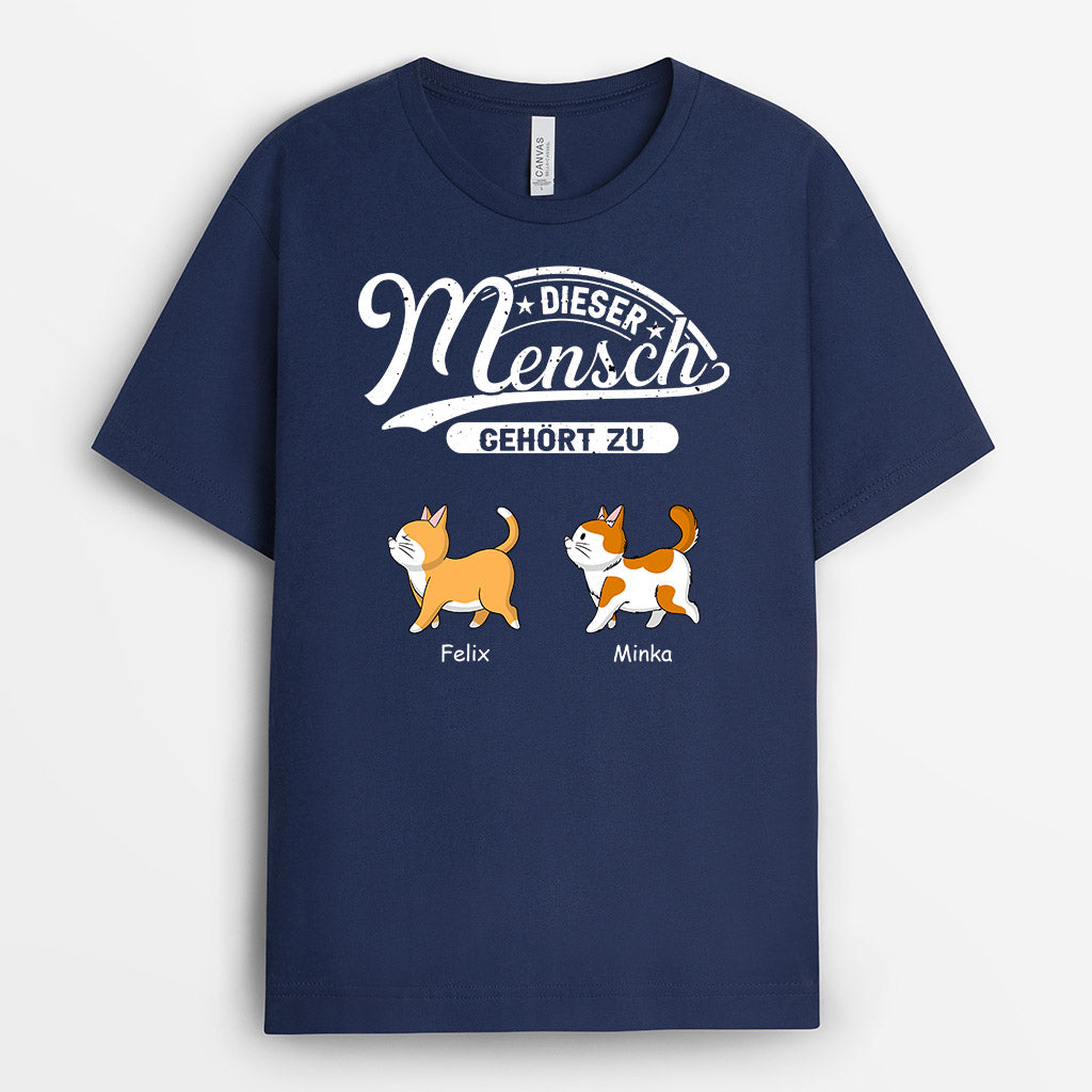 Dieser Mensch Gehört Zu - Personalisierte Geschenke | T-Shirt für Katzenliebhaber