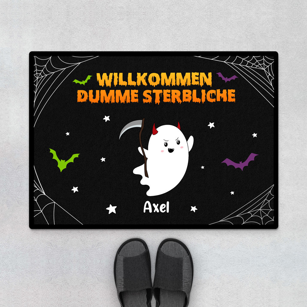 Willkommen Dumme Sterbliche - Personalisierte Geschenke | Fußmatte für Halloween