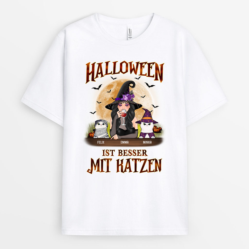 Halloween Ist Besser Mit Katzen - Personalisierte Geschenke | T-Shirt für Halloween
