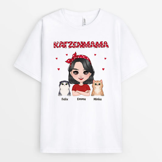0479AGE1 Personalisierte Geschenke T Shirt Katzen Katzenmama Katzenbesitzer