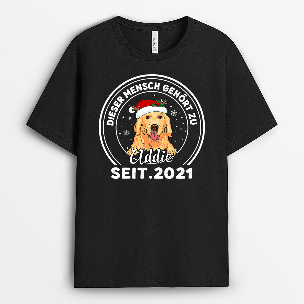 Dieser Mensch Gehört Zu - Personalisierte Geschenke | T-Shirt für Hundeliebhaber zu Weihnachten