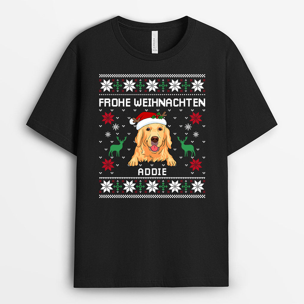 Frohe Weihnachten - Personalisierte Geschenke | T-Shirt für Hundebesitzer Weihnachten
