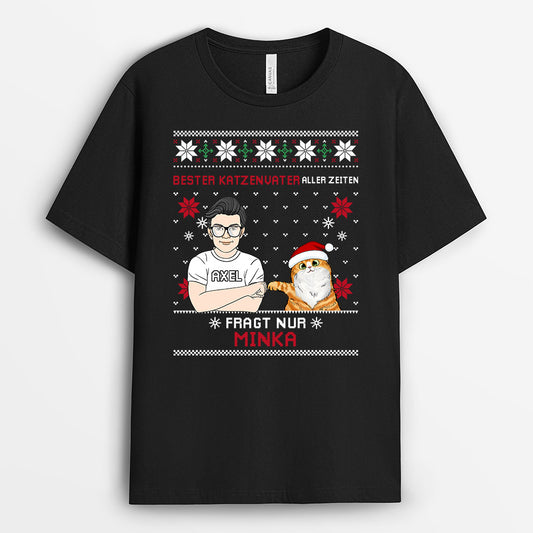 0530AGE1 Personalisierte Geschenke T Shirts Katzen Katzenbesitzer Weihnachten