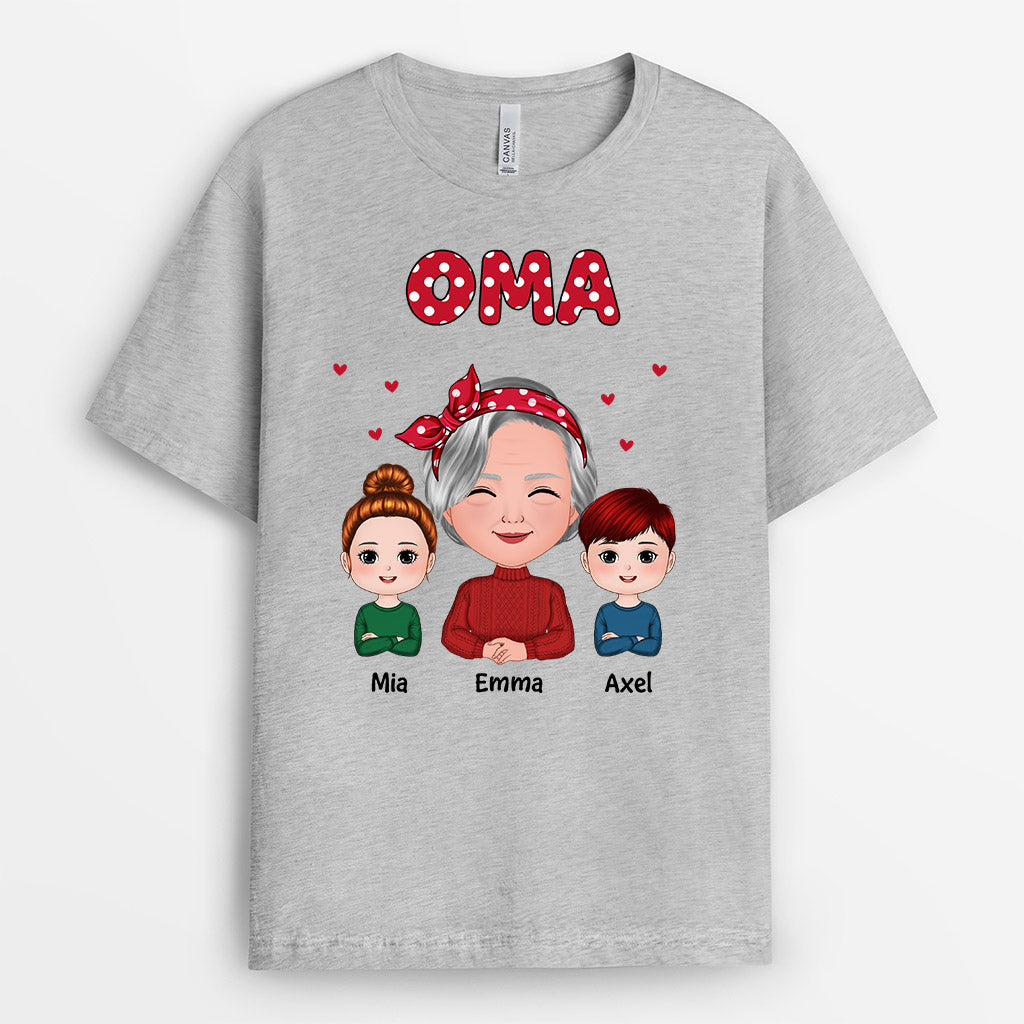 Oma Und Enkelkinder - Personalisierte Geschenke | T-Shirt für Mama/Oma