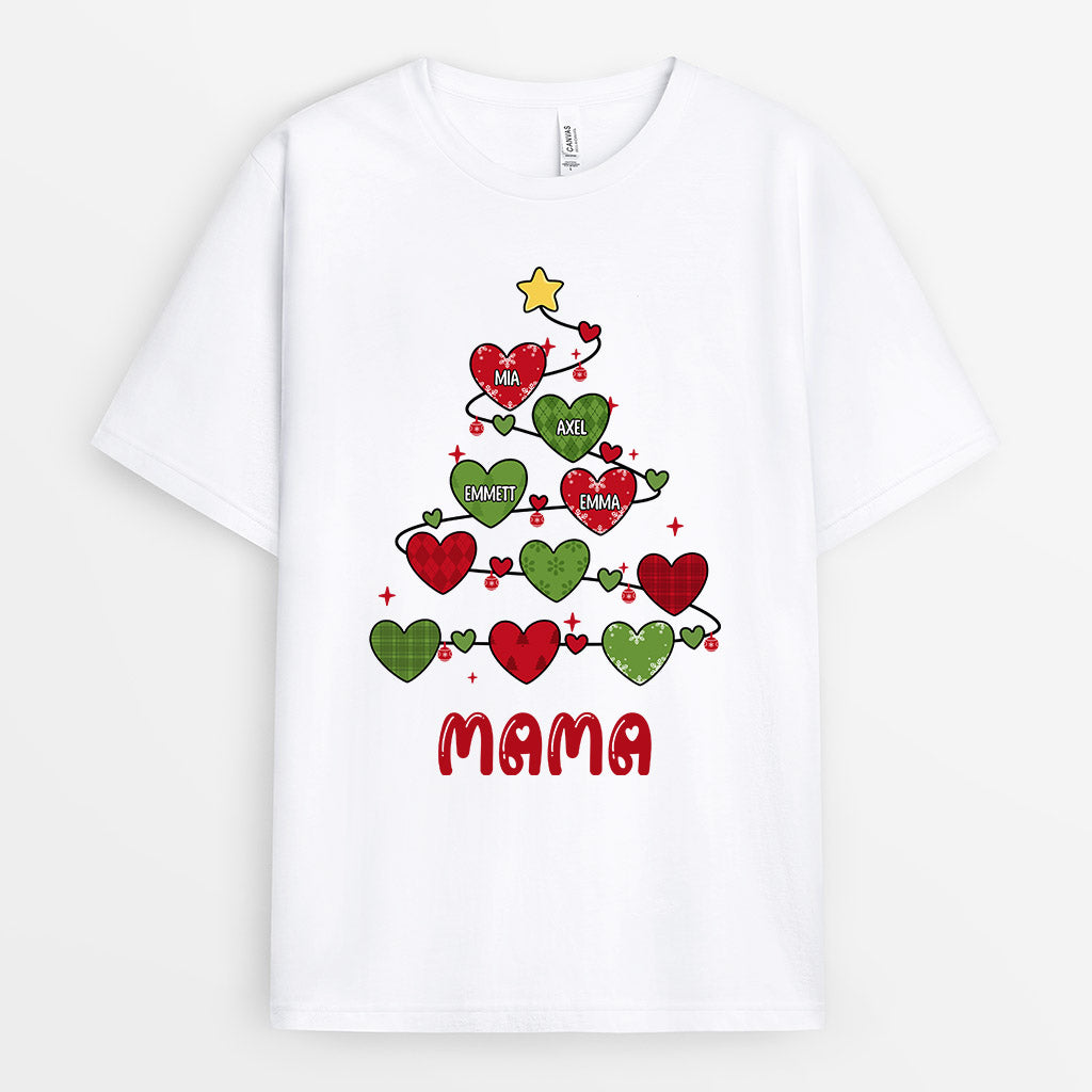 0588AGE2 Personalisierte Geschenke T Shirt Kinder Herzen Mama Oma Weihnachten