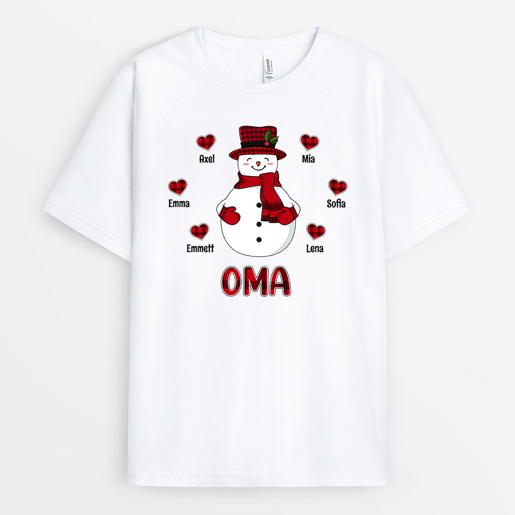 Weihnachtsnetter Schneemann Herz - Personalisierte Geschenke | T-Shirt für Mama/Oma Weihnachten