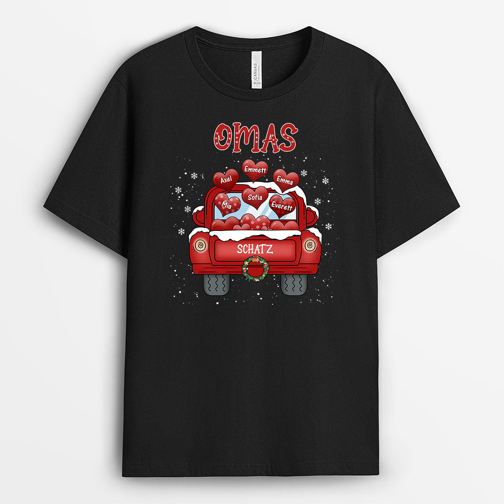 0598AGE1 Personalisierte Geschenke T Shirt Truck Herzen Mama Oma Weihnachten