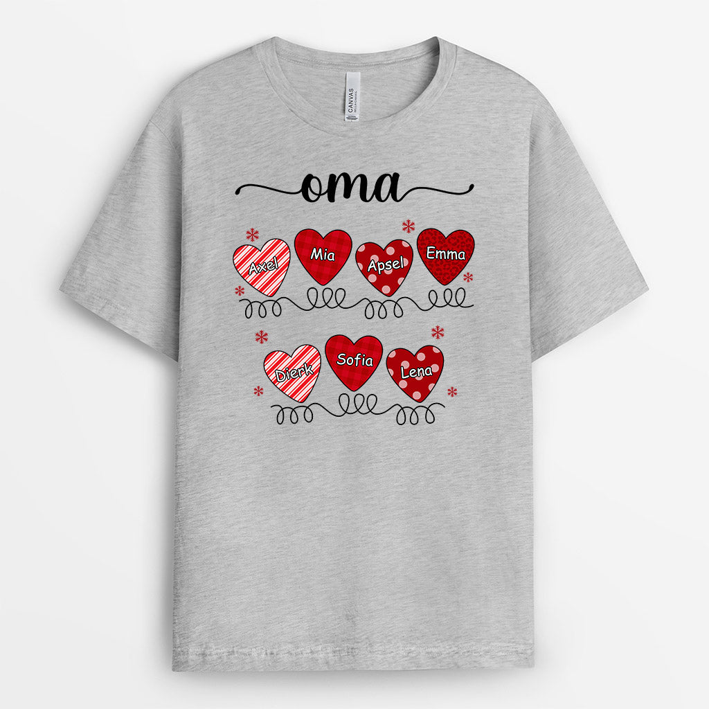 Mama Oma Herzen - Personalisierte Geschenke | T-Shirt für Mama/Oma Weihnachten