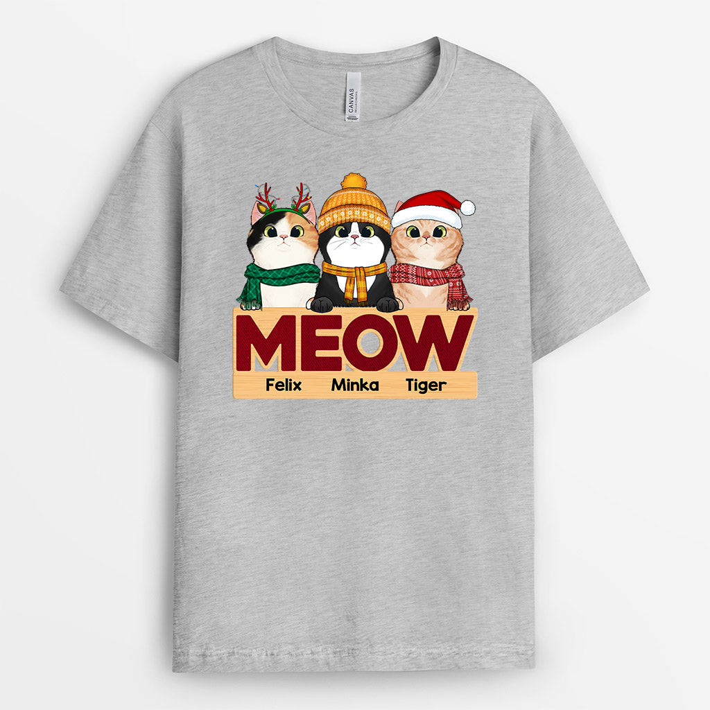 Meow - Personalisierte Geschenke | T-Shirt für Katzenbesitzer Weihnachten
