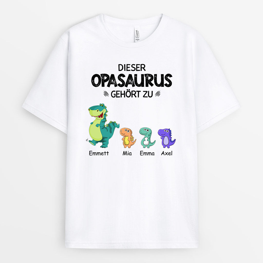 0636AGE1 Personalisierte Geschenke T Shirt Kinder Saurus Papa Opa