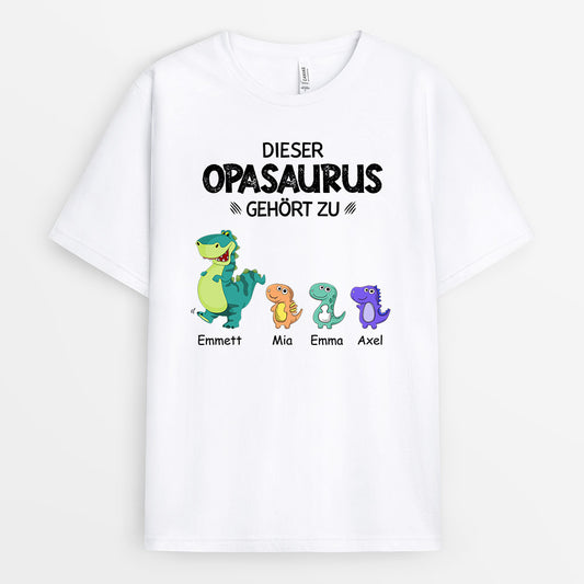 0636AGE1 Personalisierte Geschenke T Shirt Kinder Saurus Papa Opa