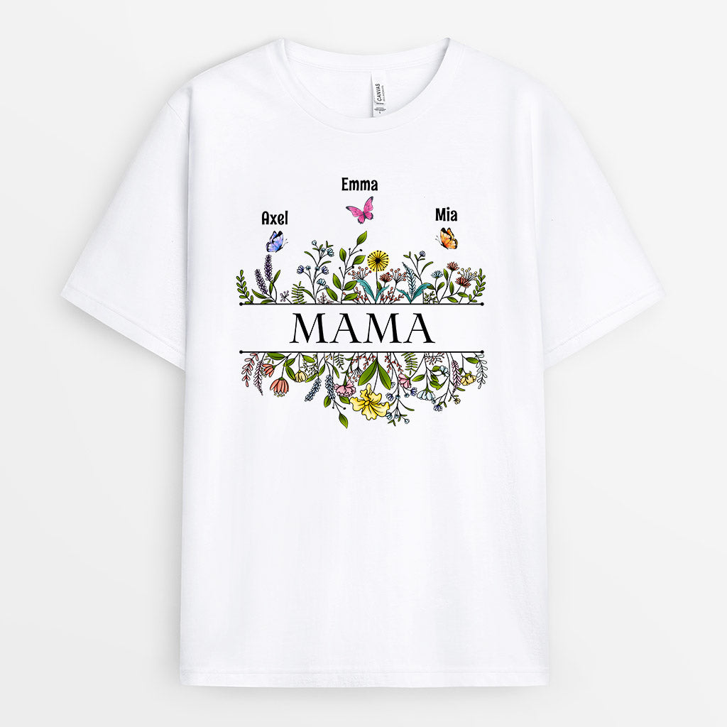 0640AGE1 Personalisierte Geschenke T Shirt Kinder Blumen Saurus Mama Oma Muttertag