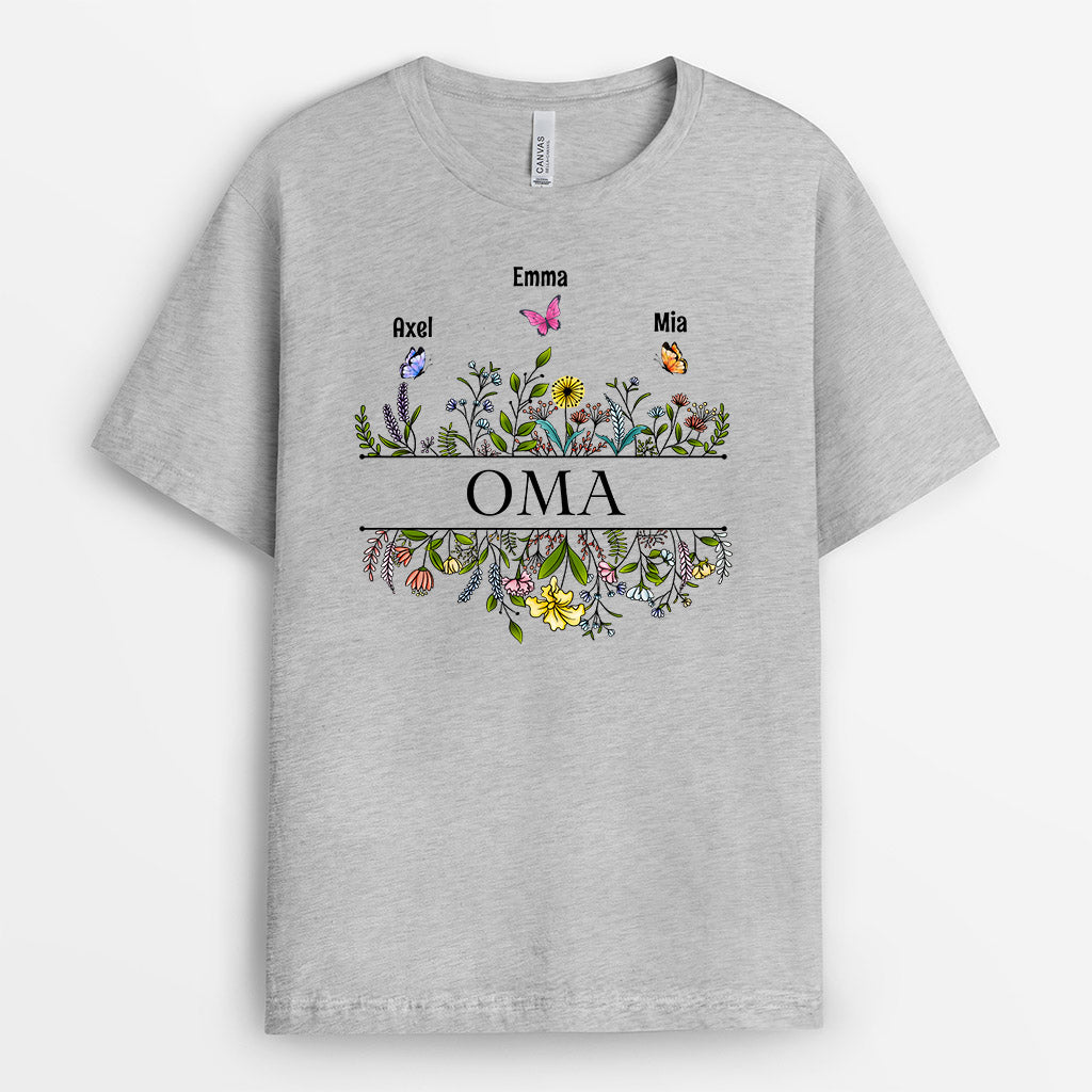 0640AGE2 Personalisierte Geschenke T Shirt Kinder Blumen Saurus Mama Oma Muttertag