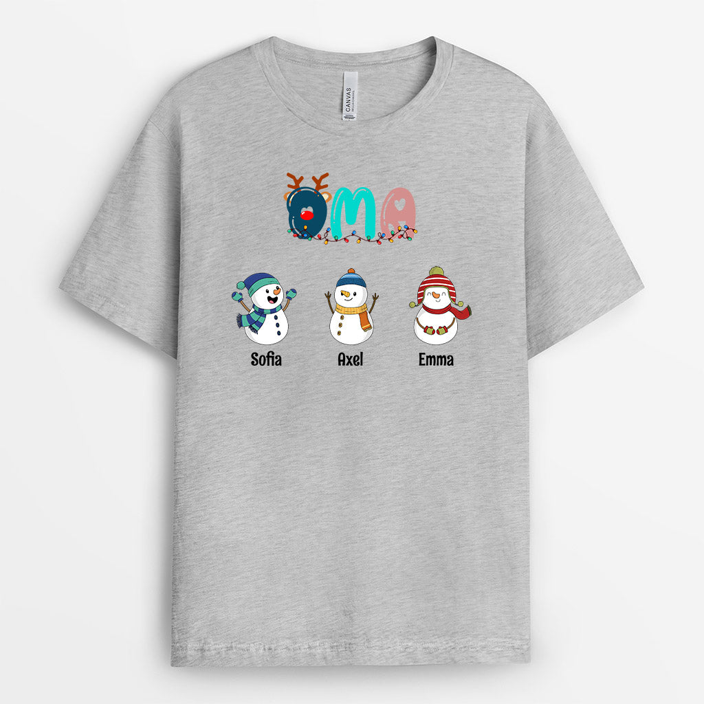 0641AGE2 Personalisierte Geschenke T Shirt Schneemanner Mama Oma Weihnachten