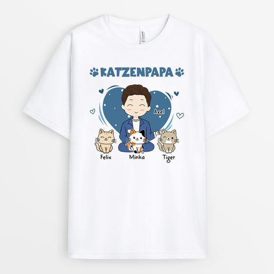 0669Age1 Personalisierte Geschenke T Shirt Katzen Katzenpapa Katzenbesitzer