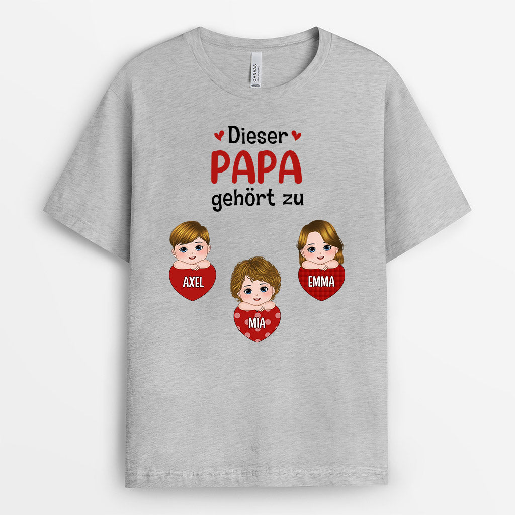 Dieser Papa Gehört Zu - Personalisierte Geschenke | T-Shirt für Papa/Opa