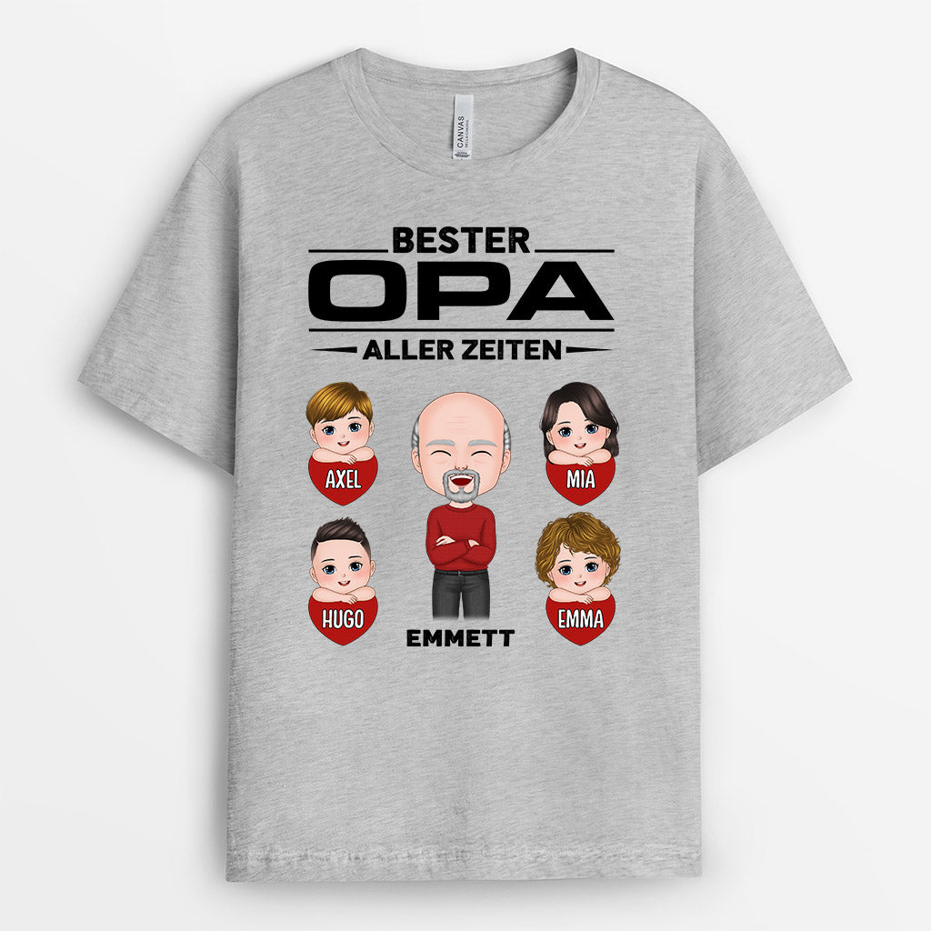 Bester Papa Opa Aller Zeiten - Personalisierte Geschenke | T-Shirt für Papa/Opa