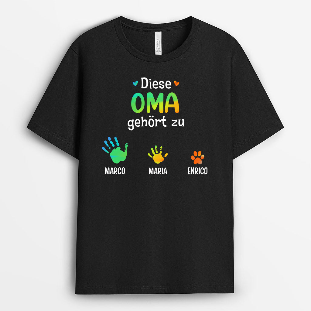 0748Age1 Personalisierte Geschenke T Shirt Handabdrucke Oma Mama Muttertag