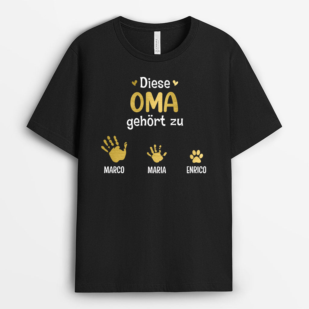 0748Age2 Personalisierte Geschenke T Shirt Handabdrucke Oma Mama Muttertag