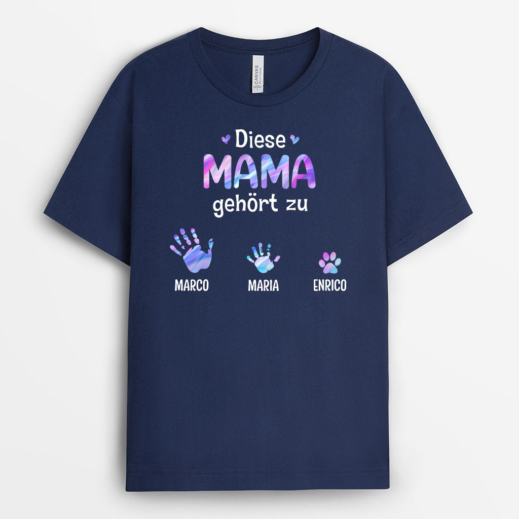 0748Age3 Personalisierte Geschenke T Shirt Handabdrucke Oma Mama Muttertag