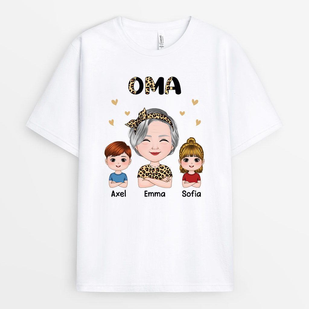 Oma Leopard - Personalisierte Geschenke | T-Shirt für Mama/Oma