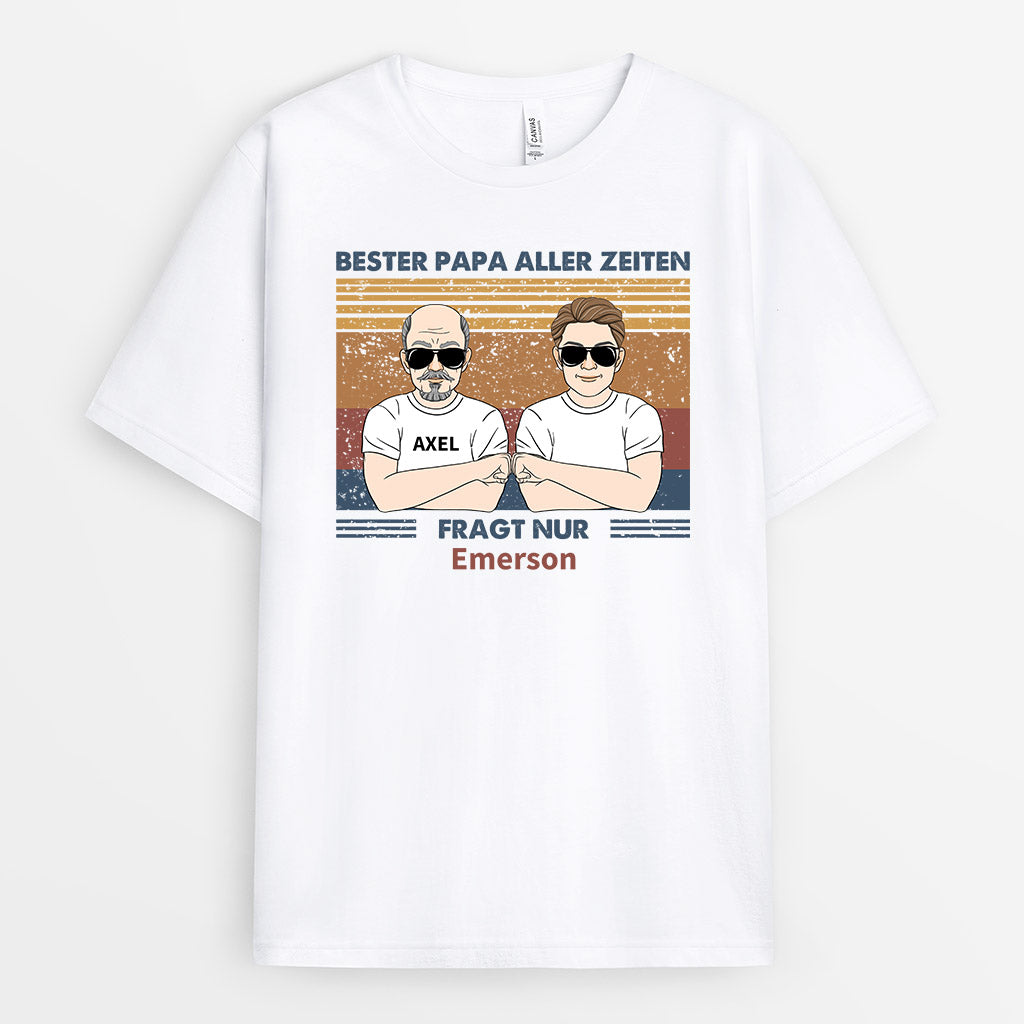 0757Age2 Personalisierte Geschenke T Shirt Kinder Papa Opa