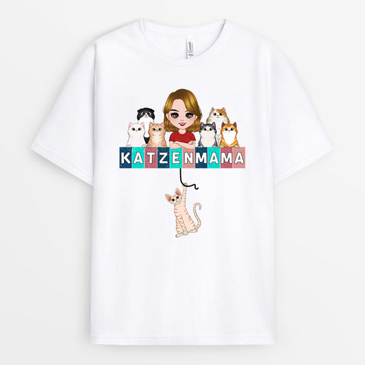 0775A290DGE1 Personalisierte Geschenke T Shirt Katze Katzenvater Katzenbesitzer