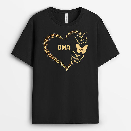 0777AGE1 Personalisierte Geschenke T Shirt Leopard Herz Mama Kinder Mama Oma