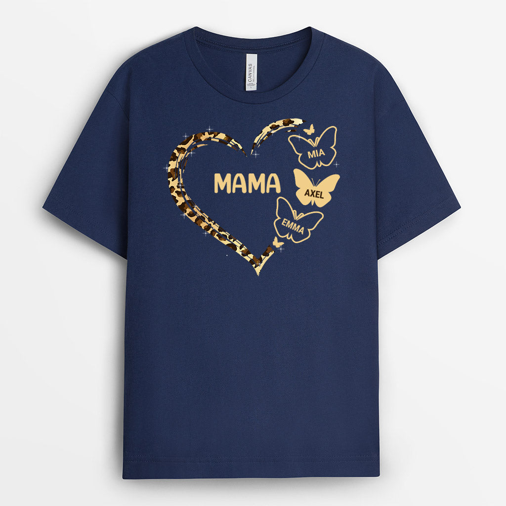 Leopard Oma Mama Herz - Personalisierte Geschenke | T-Shirt für Mama/Oma