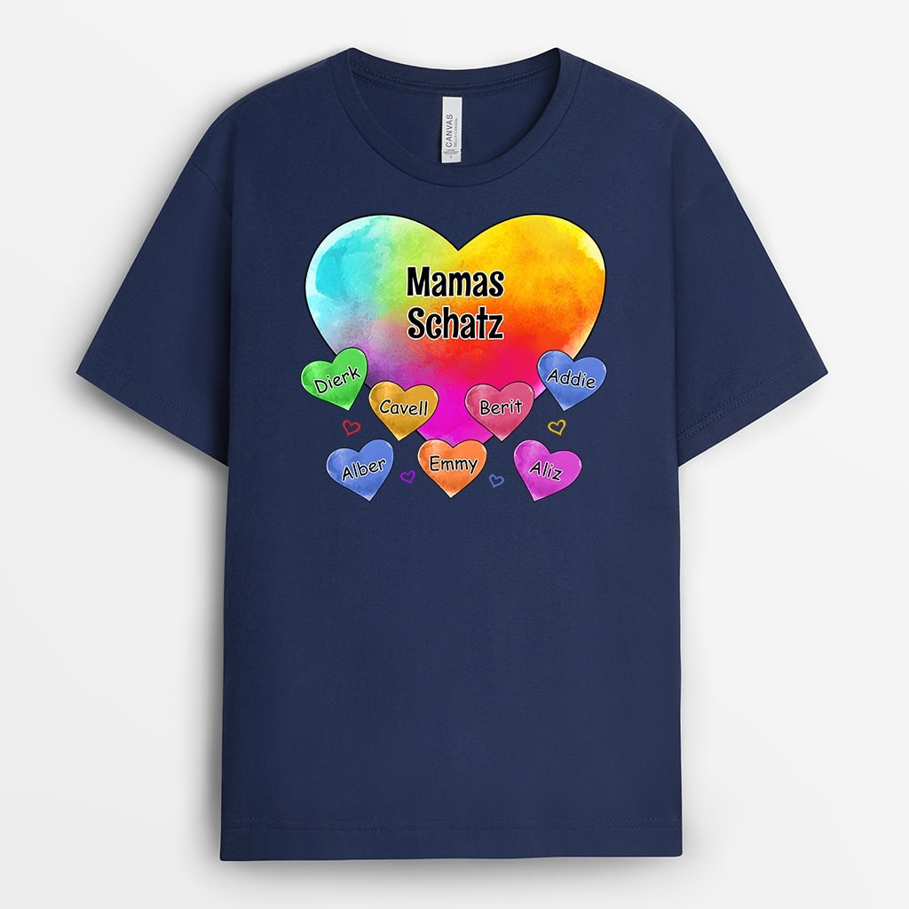0780AGE2 Personalisierte Geschenke T Shirt Herzen Kinder Mama Oma