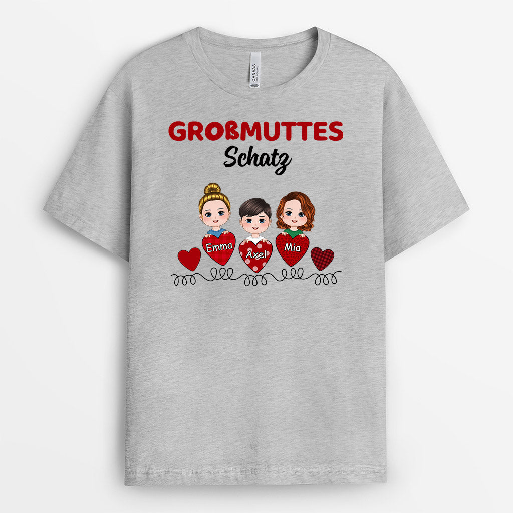 0783AGE2 Personalisierte Geschenke T Shirt Herzen suss Enkelkinder Mama Oma
